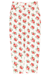 Trousers | Ecru w/ red flowers