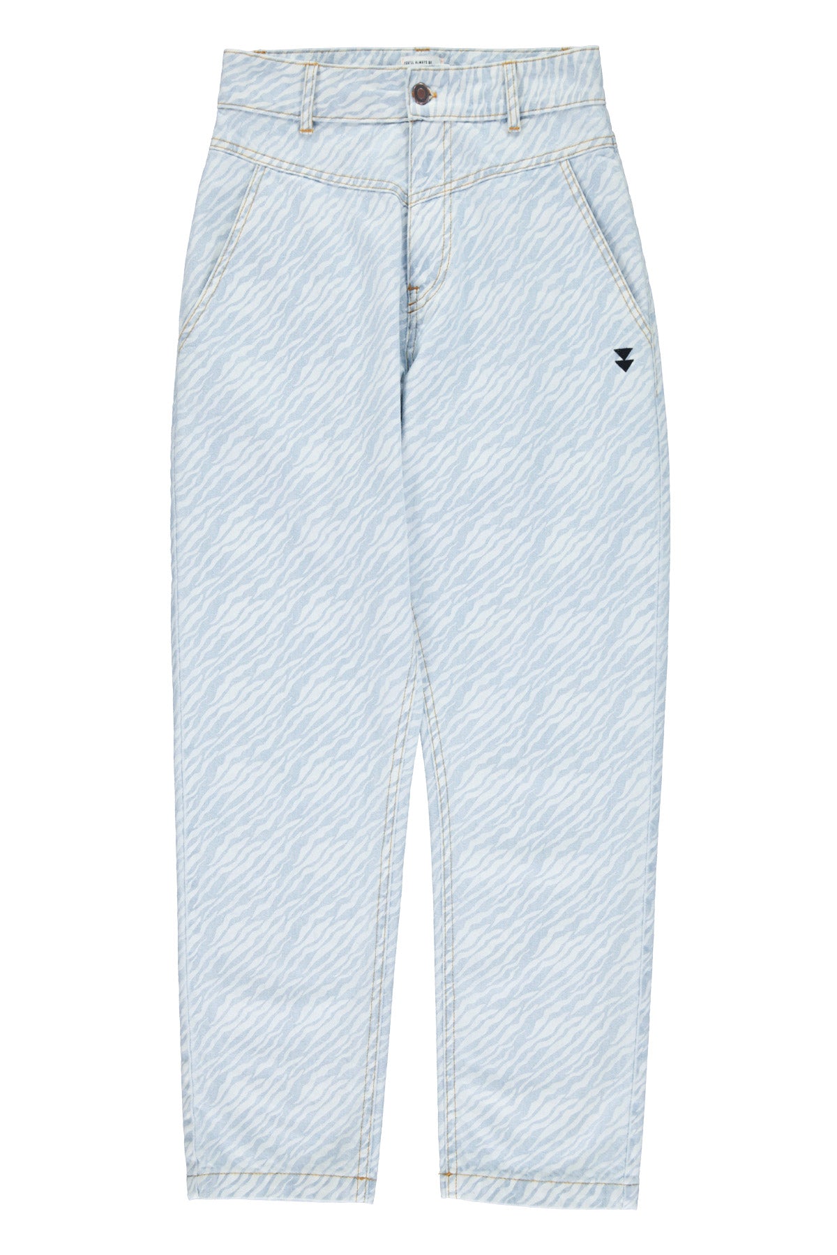 Trousers | Light blue denim w/ zebra print
