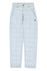 Trousers | Light blue denim w/ zebra print