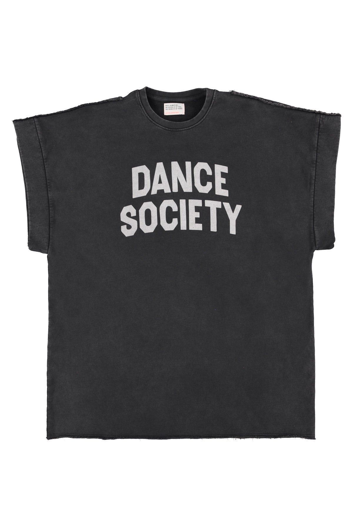 Tshirt dress | Washed black w/ "dance society" print