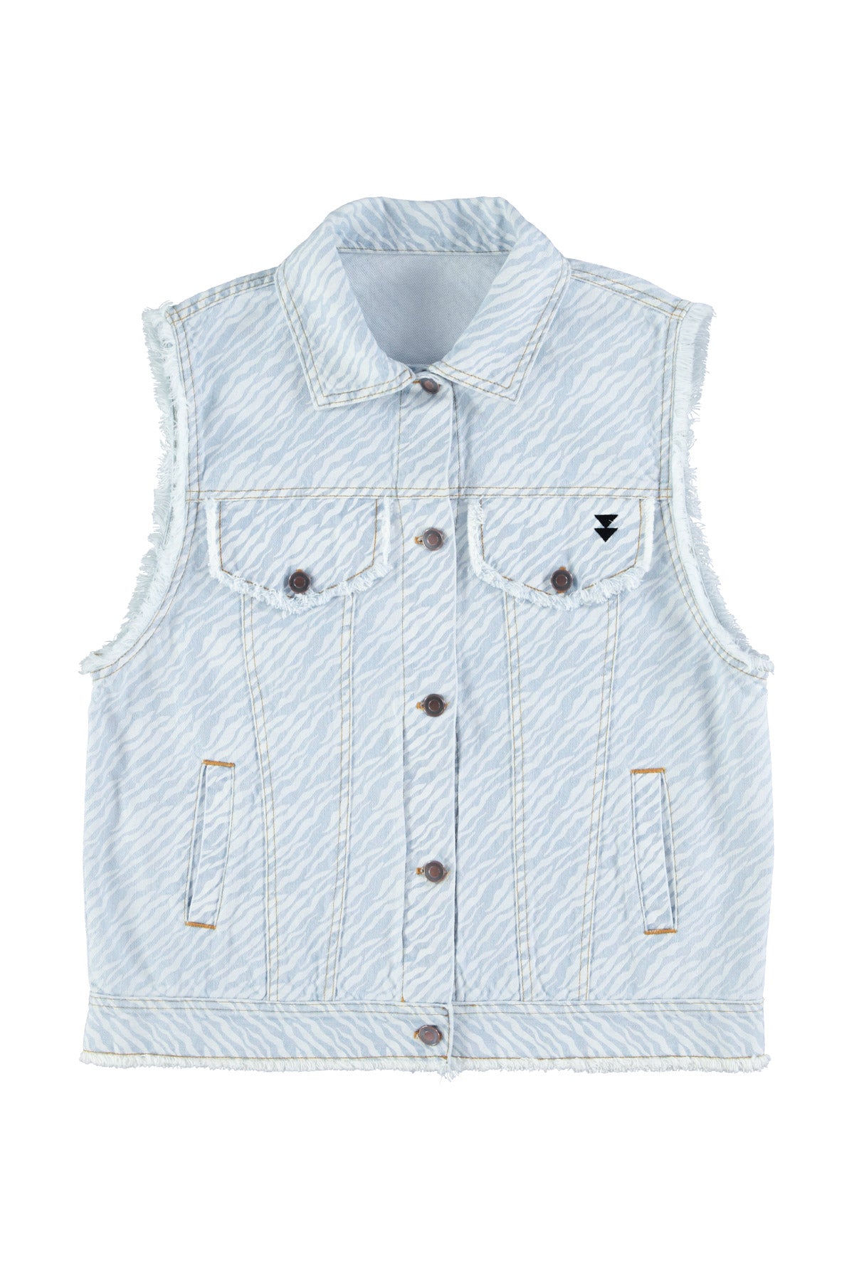 Waistcoat | Light blue denim w/ zebra print