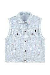 Waistcoat | Light blue denim w/ zebra print