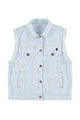 Waistcoat | Light blue denim w/ zebra print