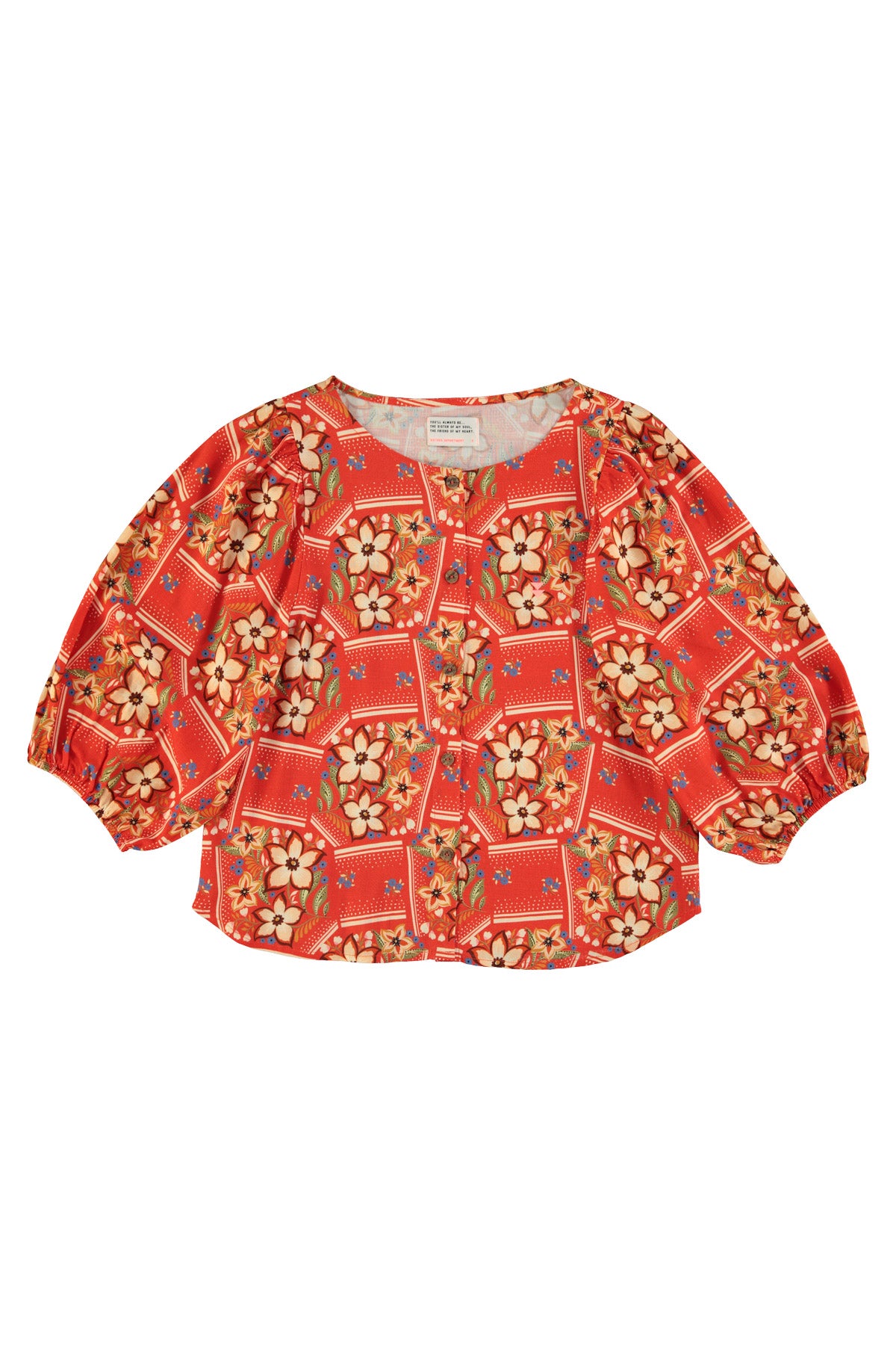 Blouse | Red w/ floral print