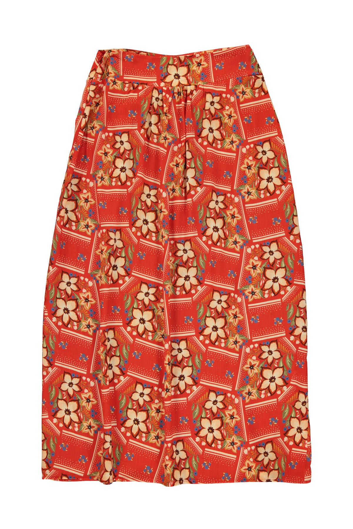 Long skirt | Red w/ floral print