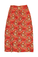 Long skirt | Red w/ floral print