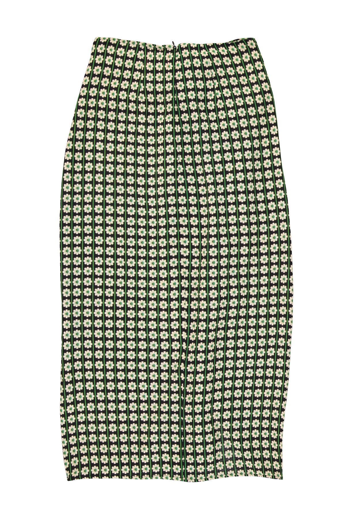 Long wrap skirt | Black w/ ecru flowers
