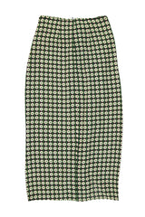 Long wrap skirt | Black w/ ecru flowers