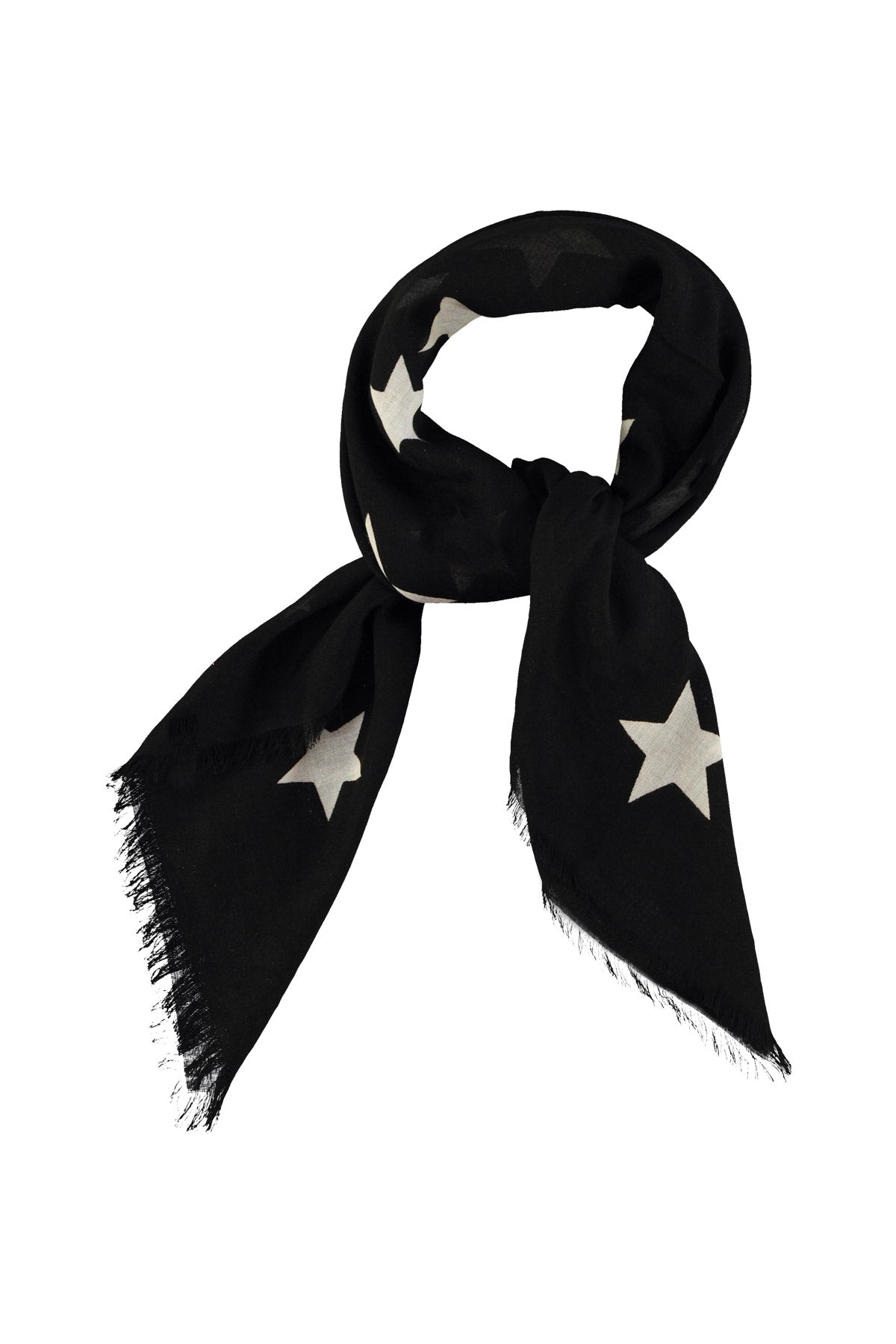 Scarf | Black w/ ecru stars