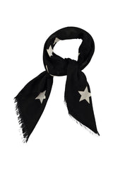 Scarf | Black w/ ecru stars