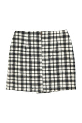 Short asymmetrical skirt  | Black & ecru squares