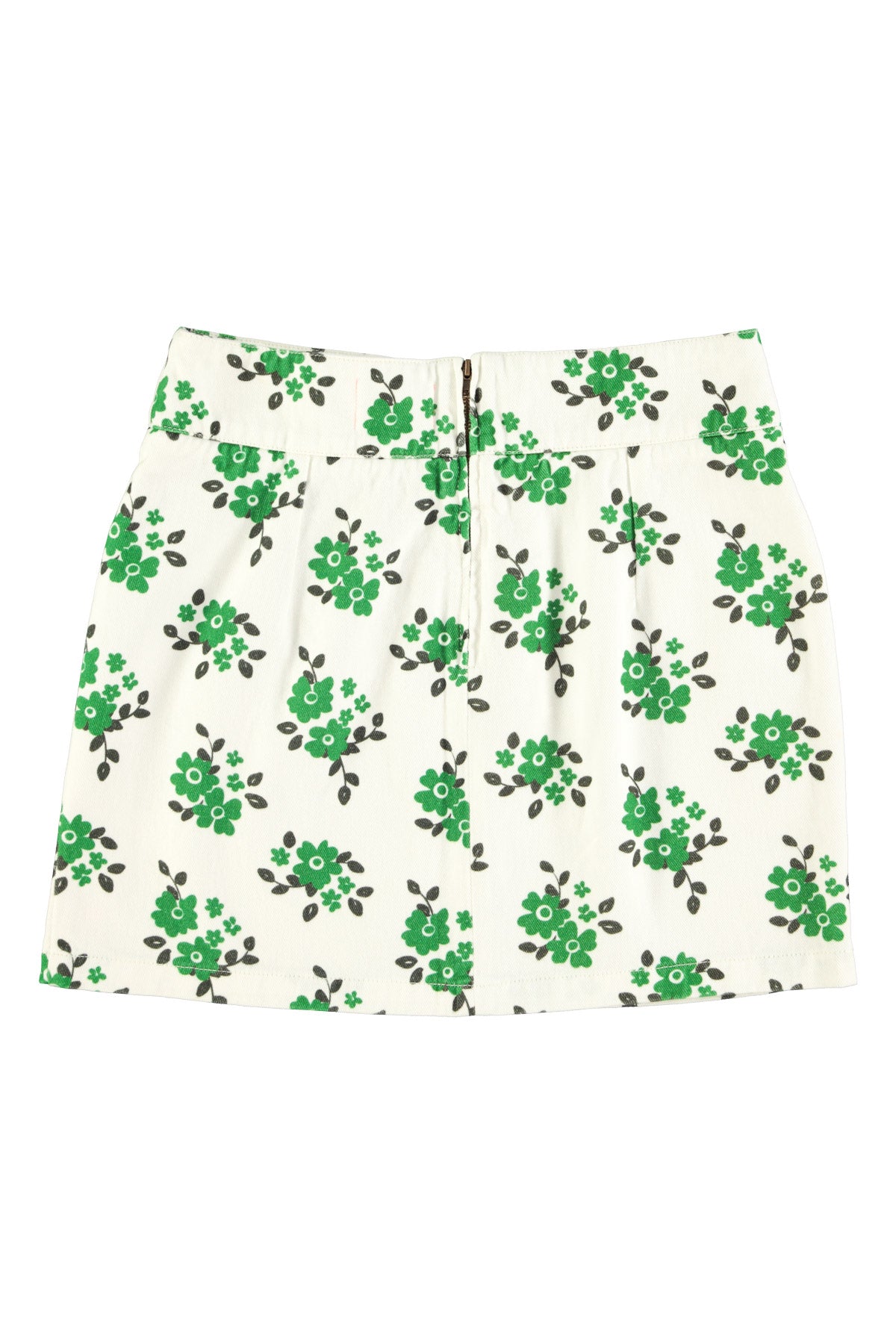 Short skirt | Ecru w/ green flowers