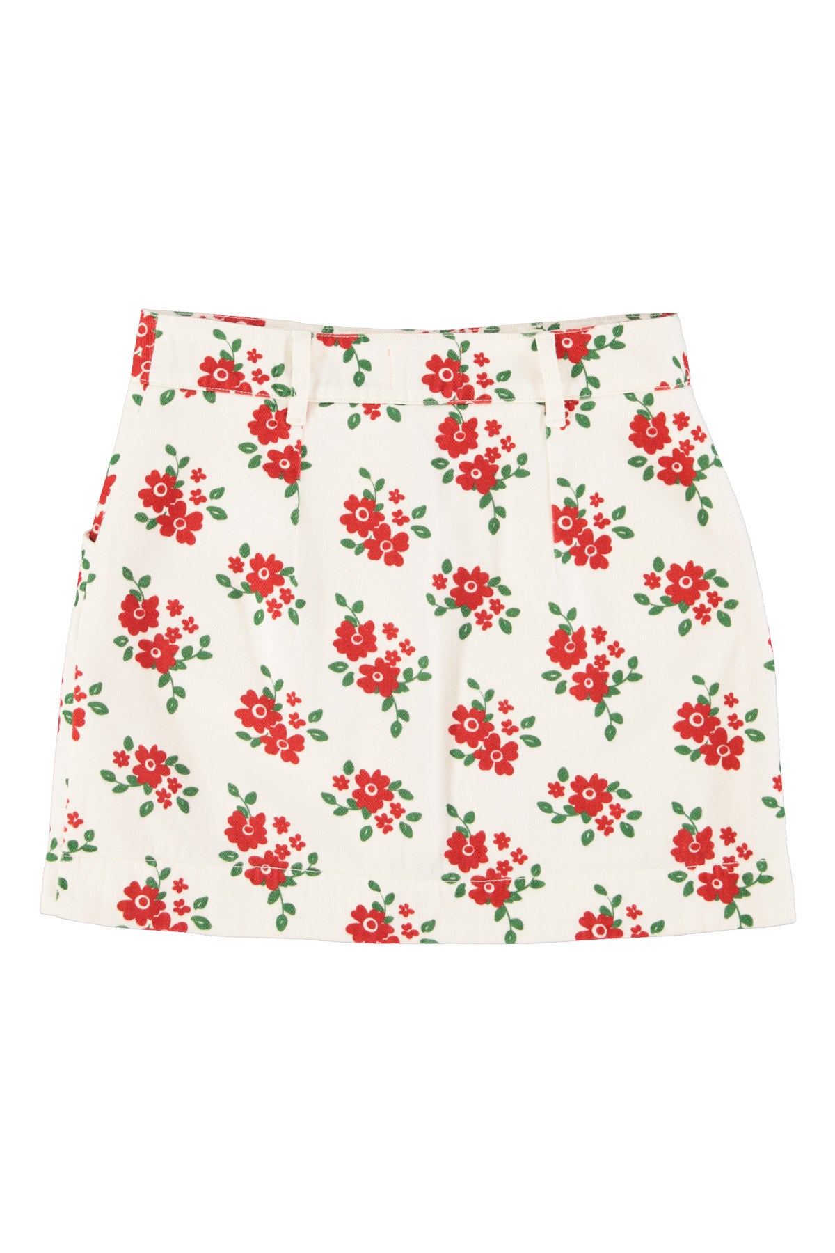 Short skirt |  Ecru w/ red flowers