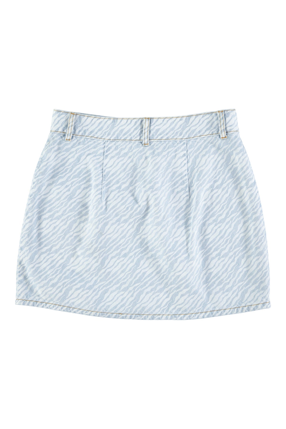 Short skirt | Light blue denim w/ zebra print