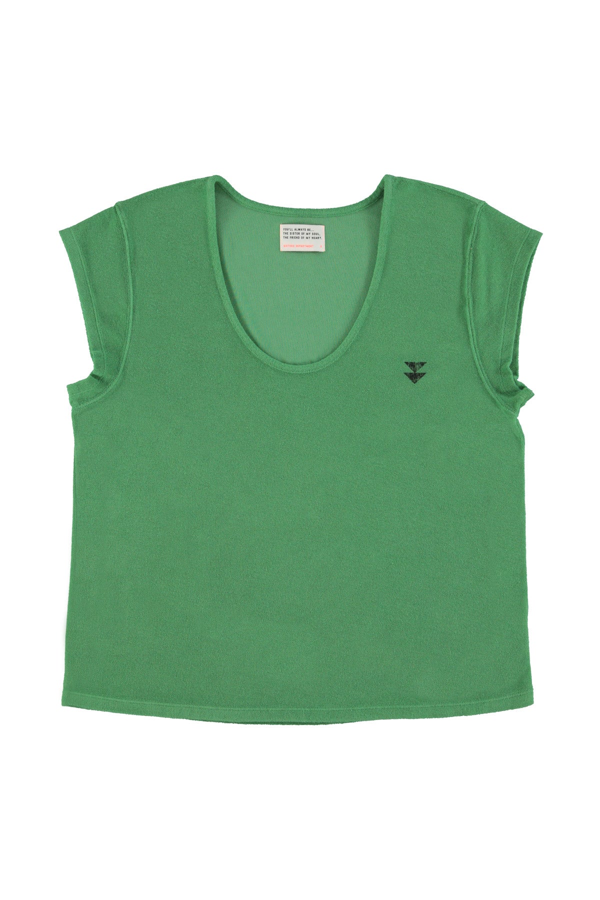 Short sleeve t-shirt w/ deep round neck | Green w/ "2 tango" print