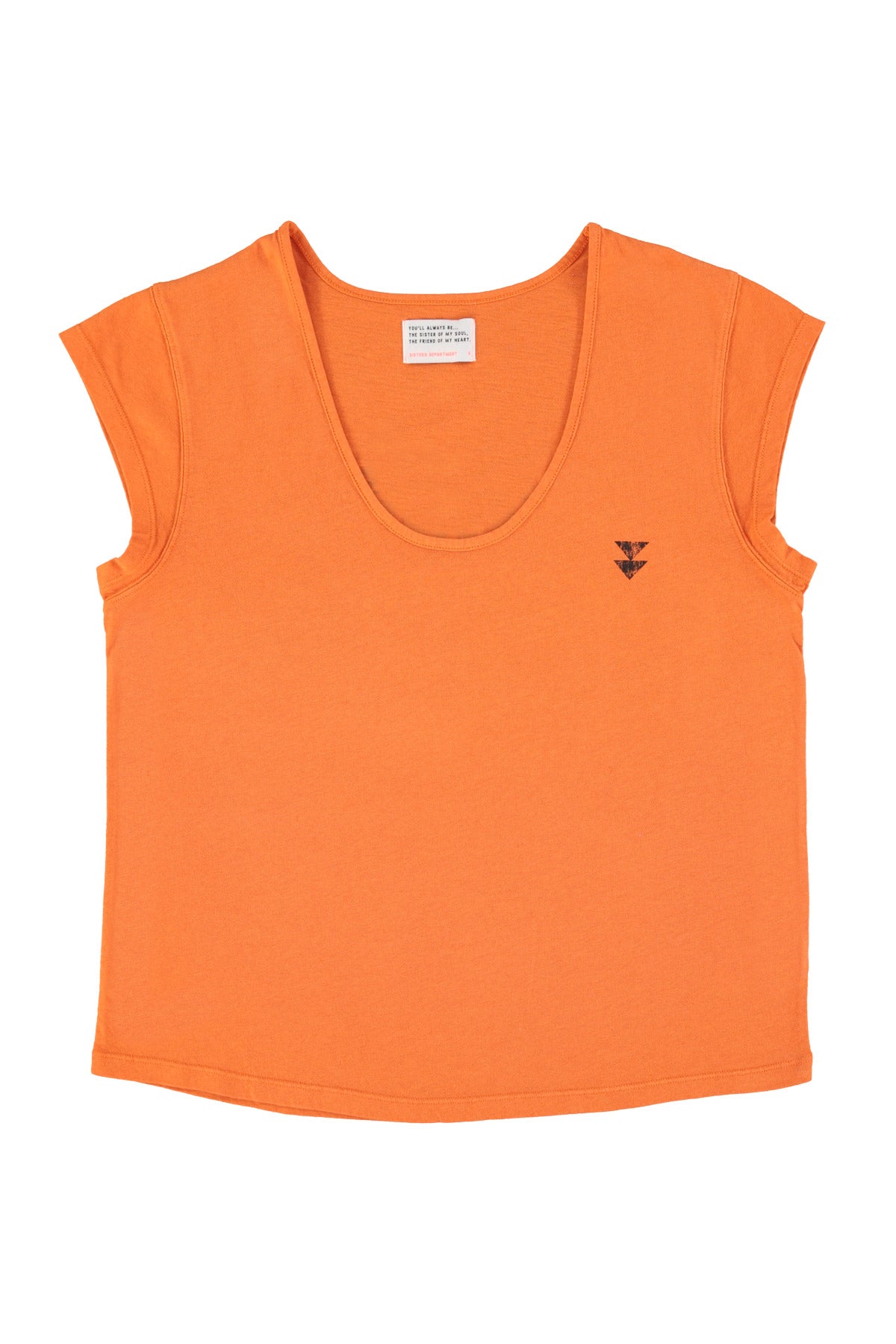 Short sleeve t-shirt w/ deep round neck | Orange w/ "dance society"