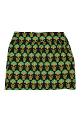 Short wrap skirt | Black w/ green flowers