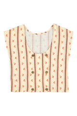 Sleeveless blouse | Ecru w/ vintage flowers