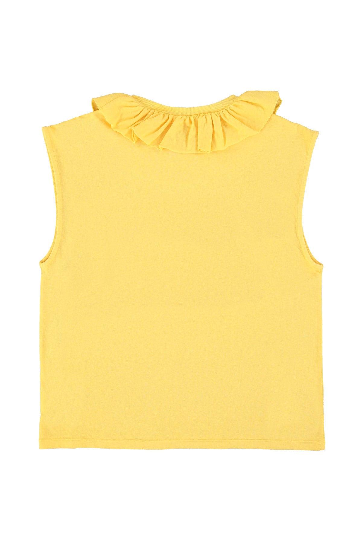 Sleeveless t-shirt w/ collar | Yellow w/ "dance society" print