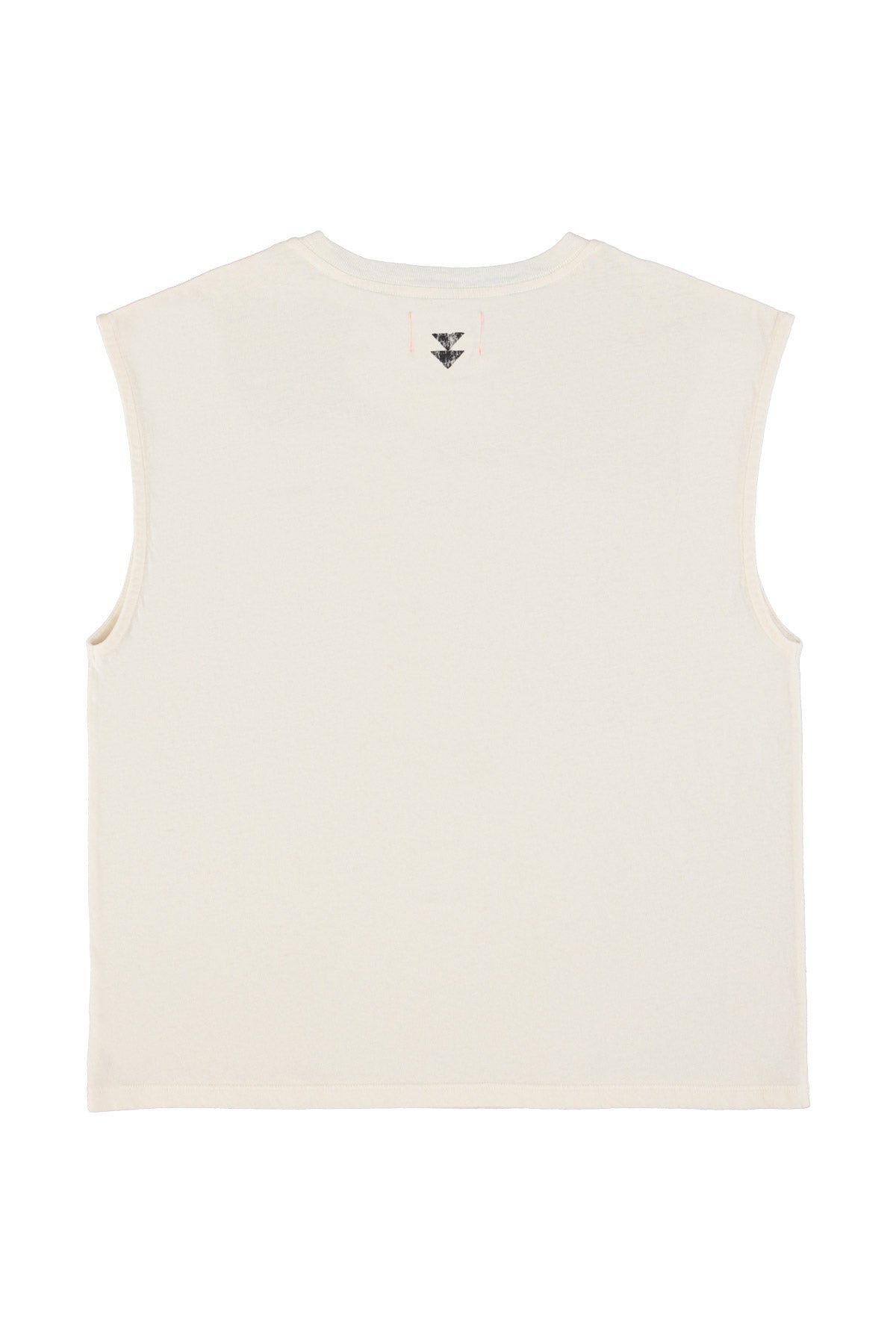 Sleeveless t-shirt w/ round neck | Ecru w/ "2 tango" print