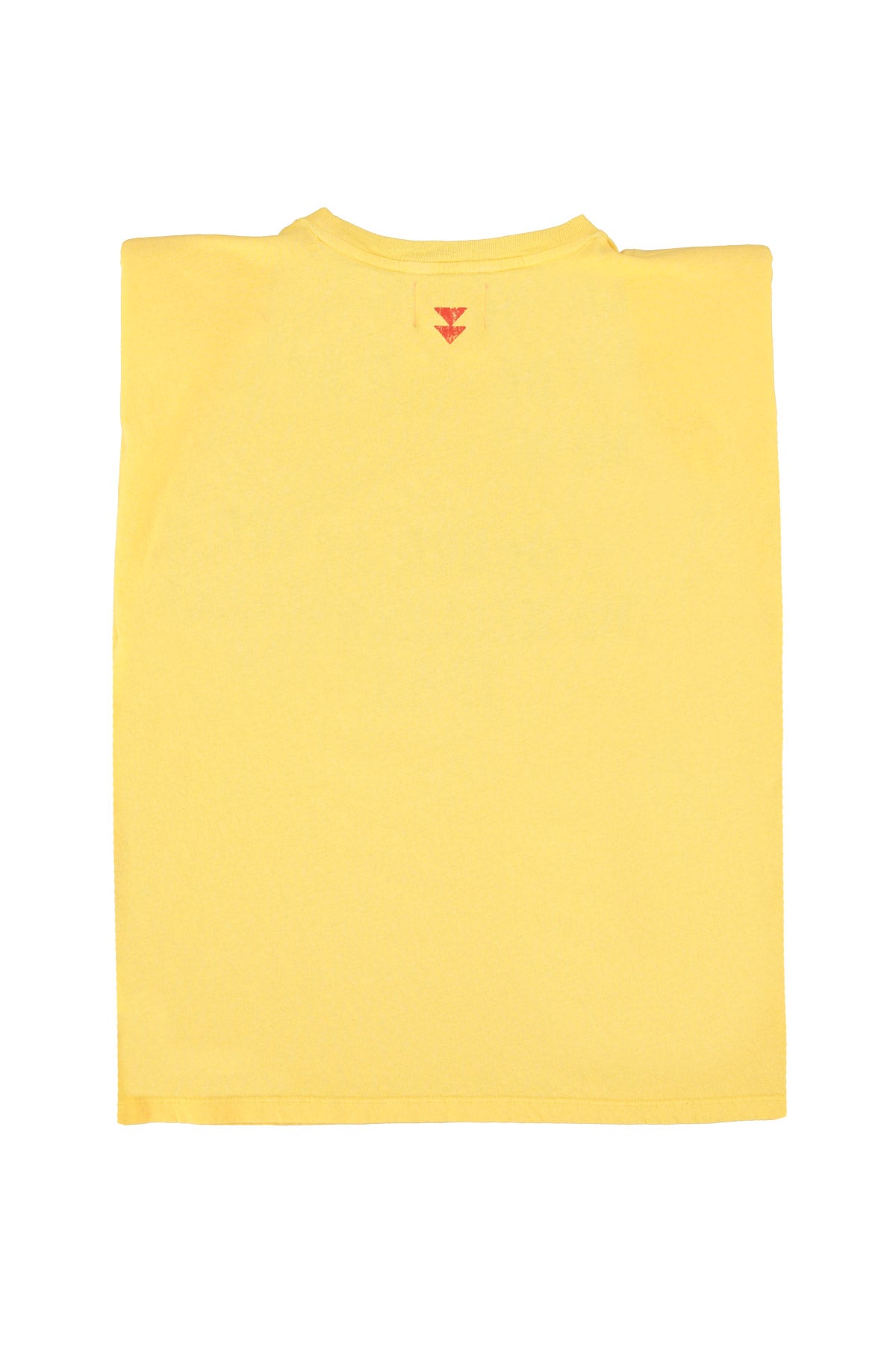 Sleeveless t-shirt w/ shoulder pads | Yellow w/ "dance at the kellerman" print