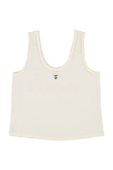 Sleeveless top w/ v-neck | Ecru w/ "1980" print +
