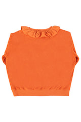 Sweatshirt w/ peter pan collar | Orange w/ "2 tango" print