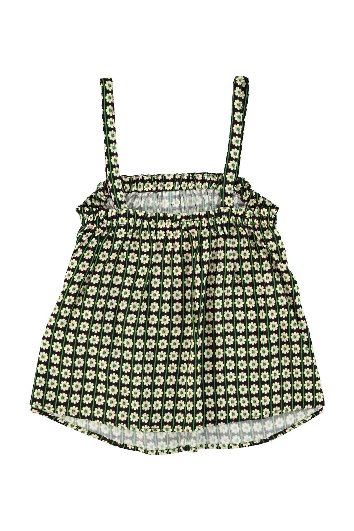 Top w/ straps | Black w/ ecru flowers