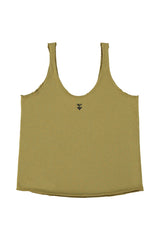 Top w/ v-neck | Olive green w/ "choreographer" print