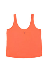 Top w/ v-neck | Orange w/ "dance society" print
