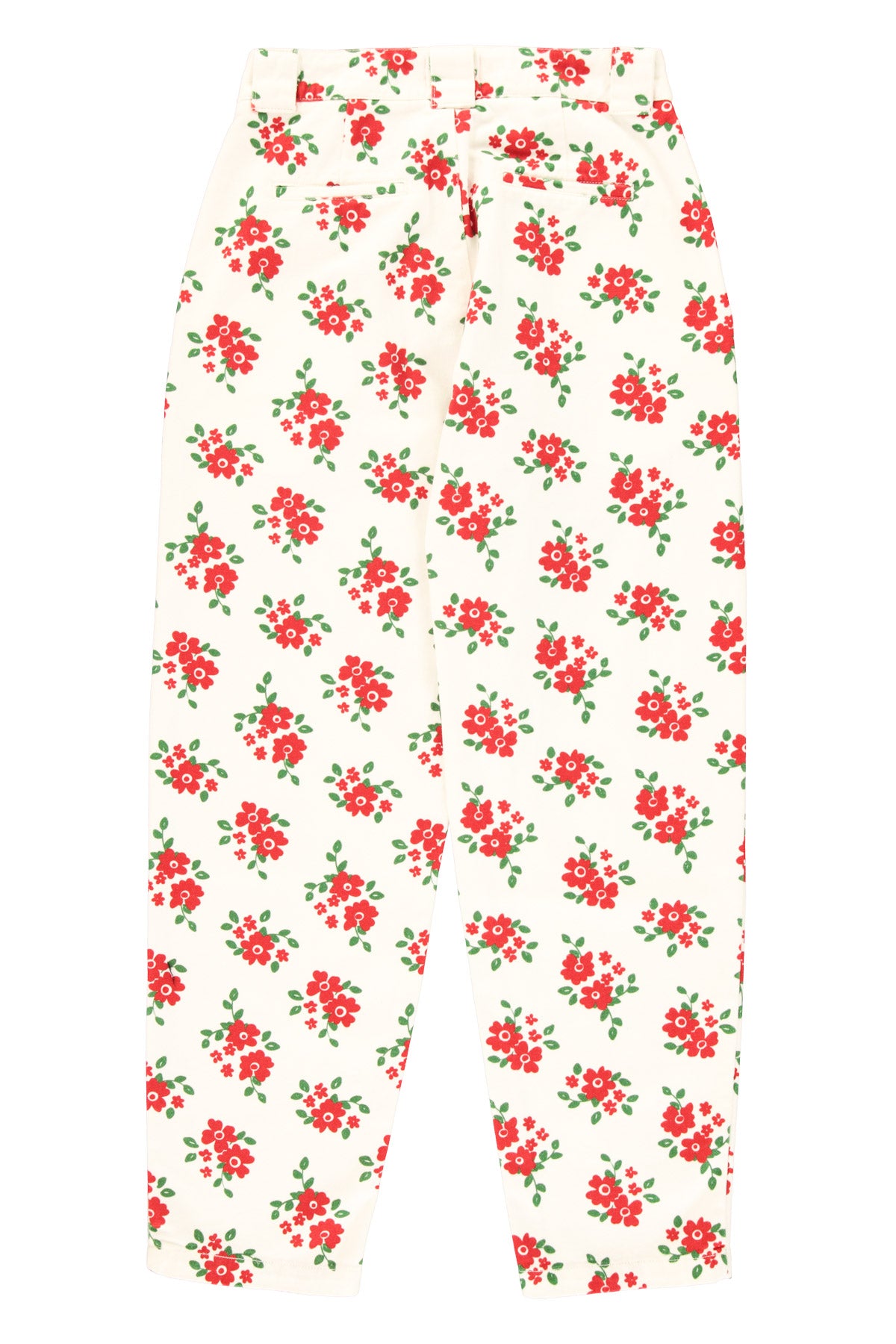Trousers | Ecru w/ red flowers