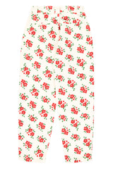 Trousers | Ecru w/ red flowers