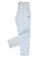 Trousers | Light blue denim w/ zebra print