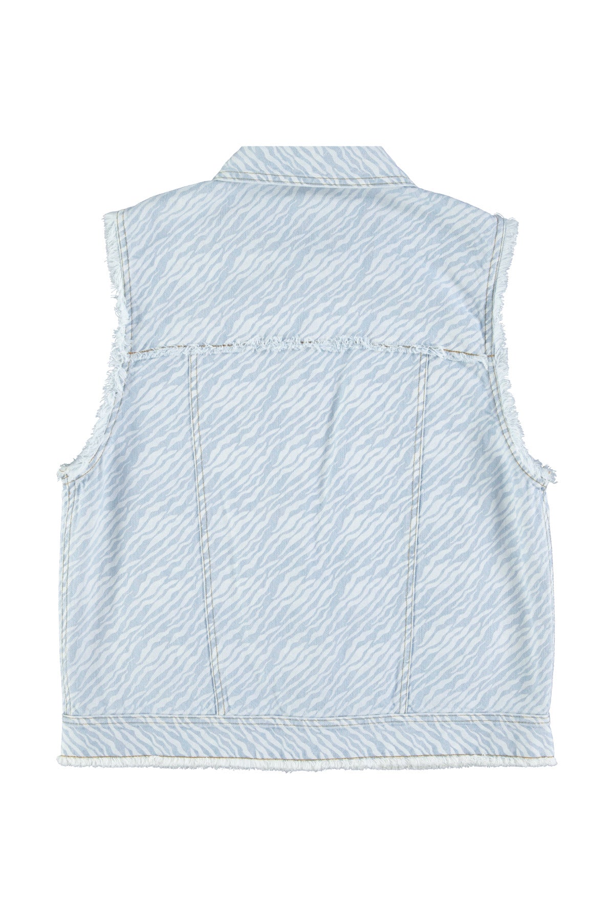 Waistcoat | Light blue denim w/ zebra print