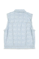 Waistcoat | Light blue denim w/ zebra print