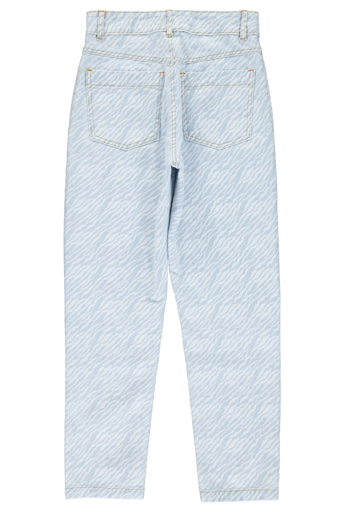 Trousers | Light blue denim w/ zebra print