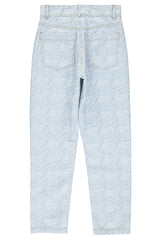 Trousers | Light blue denim w/ zebra print