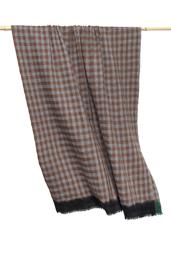 Wool Echarpe | Checkered Brown
