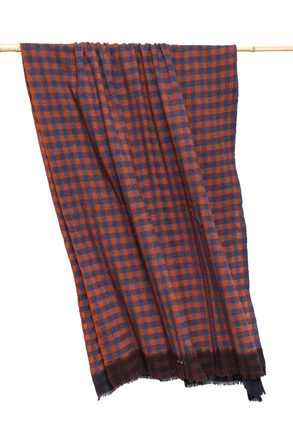 Wool Echarpe | Checkered Orange