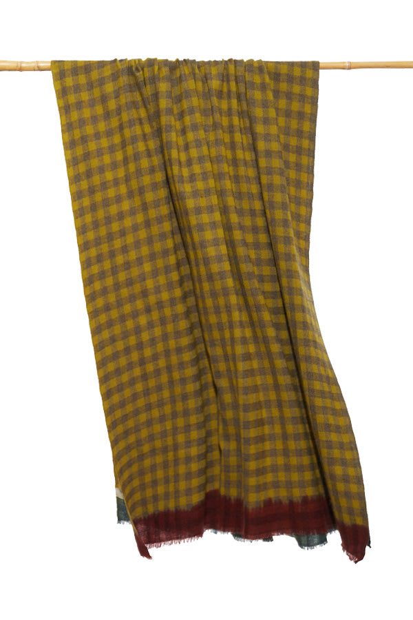 Wool Echarpe | Checkered Pistachio