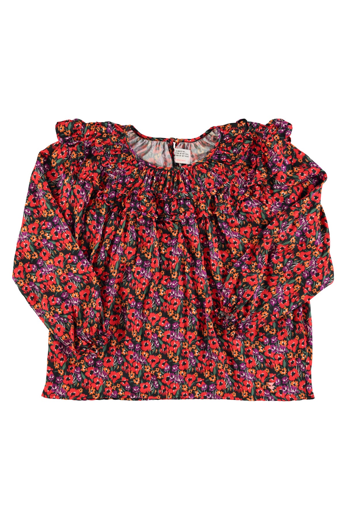 Blouse | Pink & red floral print