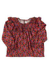 Blouse | Pink & red floral print