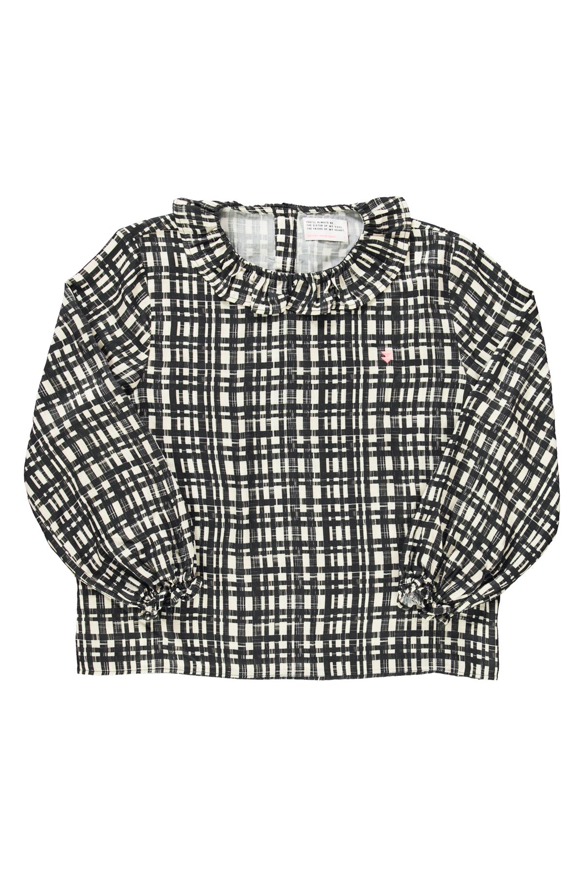 Blouse w/ collar  | Ecru & black checkered