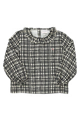 Blouse w/ collar  | Ecru & black checkered