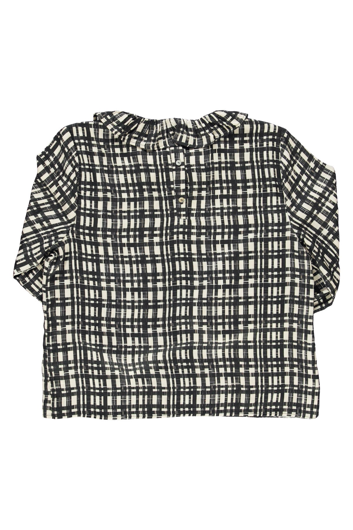 Blouse w/ collar  | Ecru & black checkered