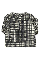 Blouse w/ collar  | Ecru & black checkered