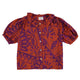 Blouse w/ collar | Orange & purple printed