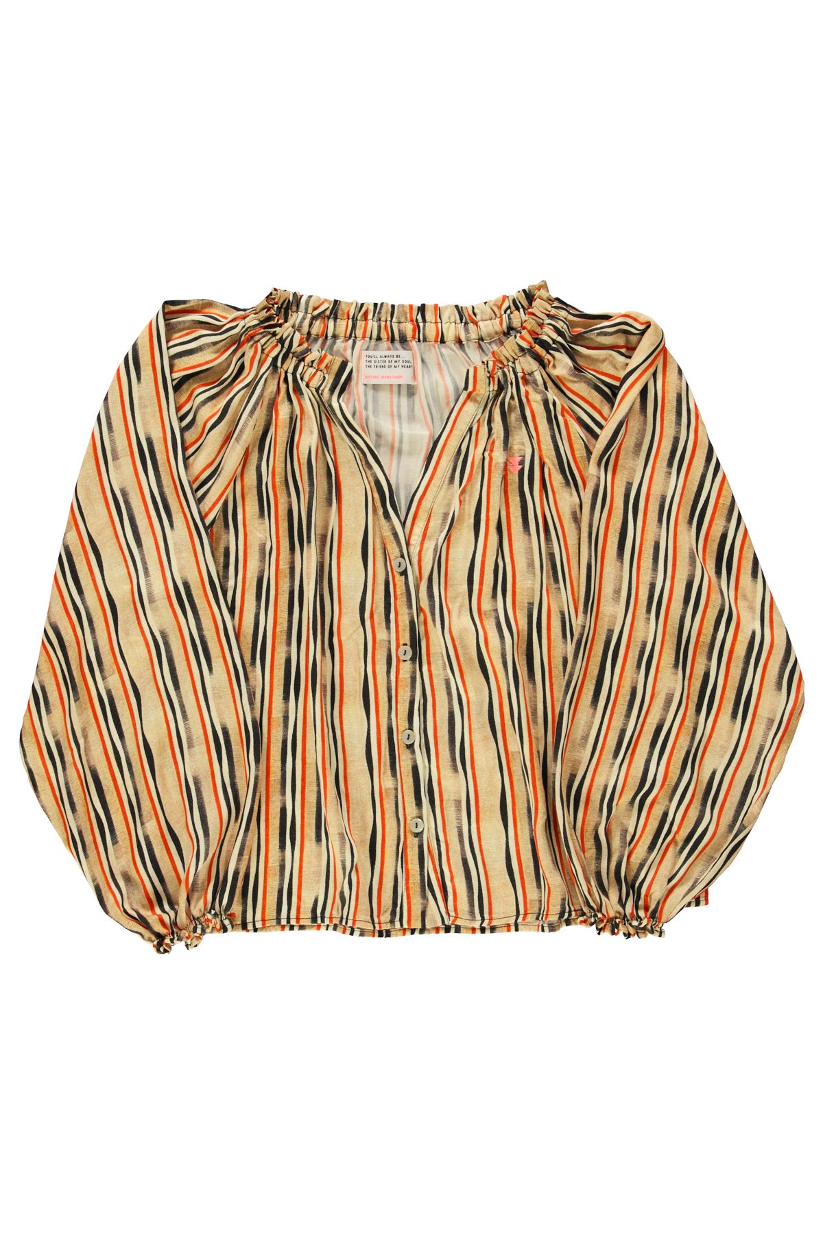 Blouse w/ ruffle collar |  Sand w/ stripes