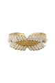 Bracelet | Pearl leather w/ golden beads