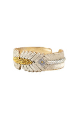 Bracelet | Pearl leather w/ golden beads